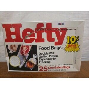 Hefty Food Bags 25 One Gallon Mobil Vintage 1970s Open Movie Prop